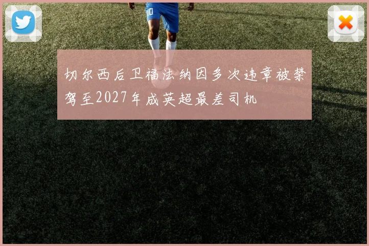 切尔西后卫福法纳因多次违章被禁驾至2027年成英超最差司机